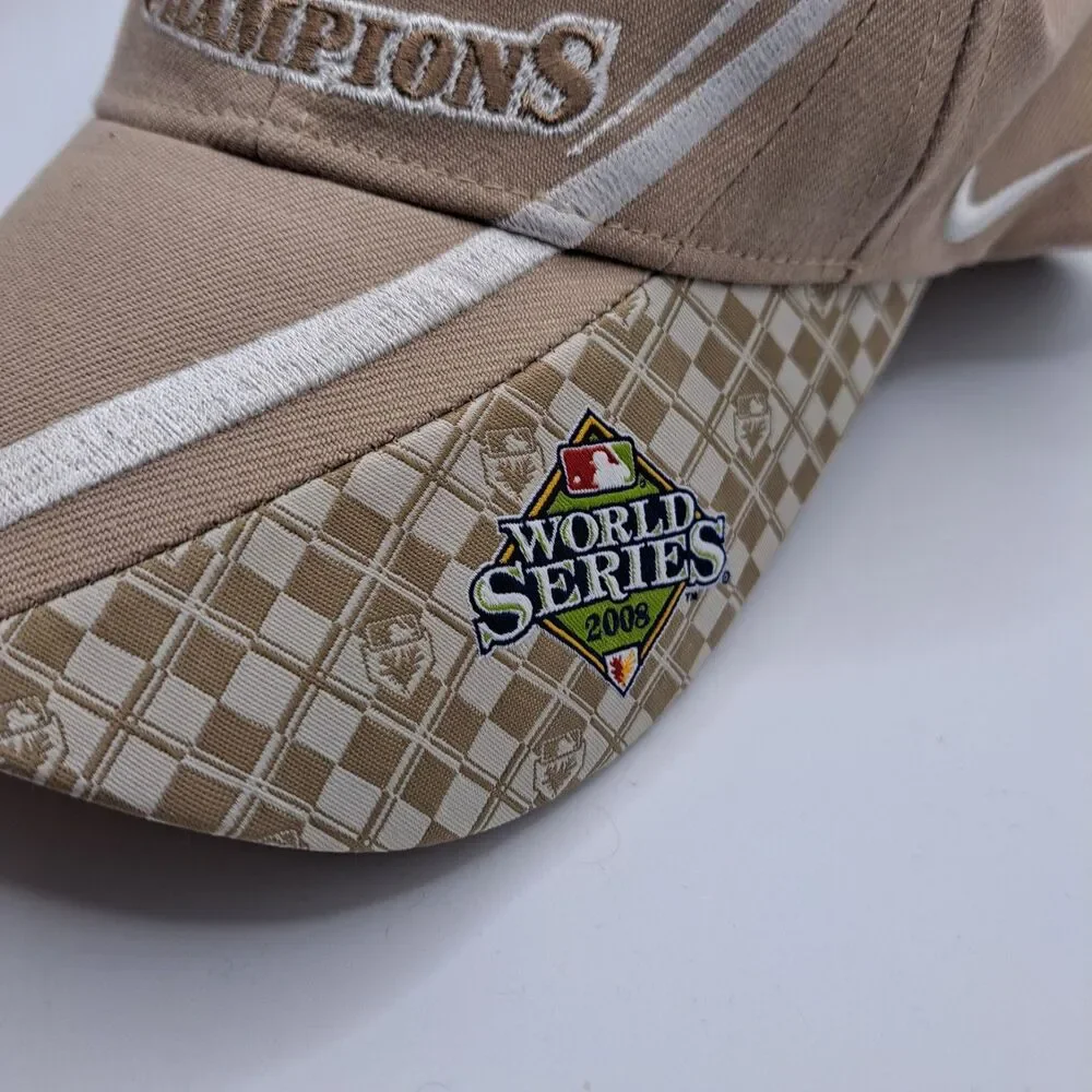 2008 Nike Philadelphia Phillies World Series Champions Hat Cap Tan White EUC‎